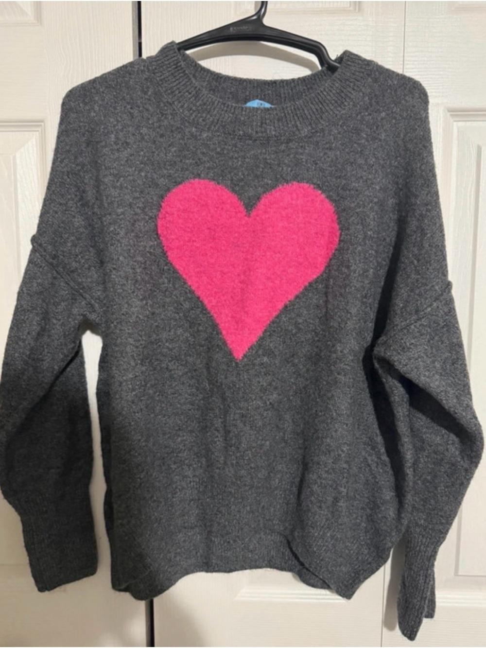 CeCe Charcoal Gray Sweater with Pink Heart - Picture 2 of 5